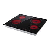 LG 4 burners radiant hob, 60cm, burner timer, multi-touch control, black, Right Side Light On, CBEZ2414B, thumbnail 10
