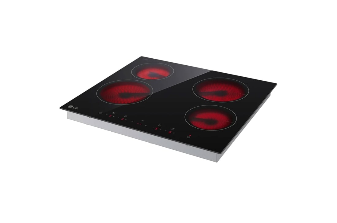 LG 4 burners radiant hob, 60cm, burner timer, multi-touch control, black, Right Side Light On, CBEZ2414B, thumbnail 10