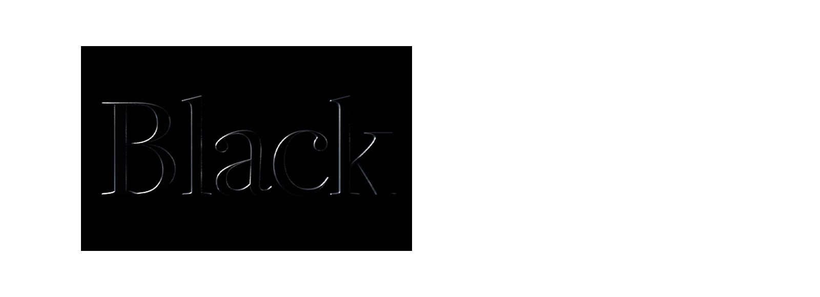 Word black embossed on a black background. 