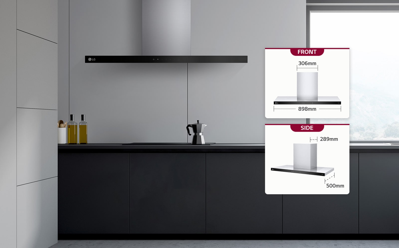 This image shows the dimension of the Hood.