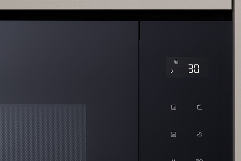 White LED display of Built-in microwave oven.