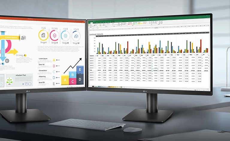 This display has slim bezel on three sides and optimized work environment