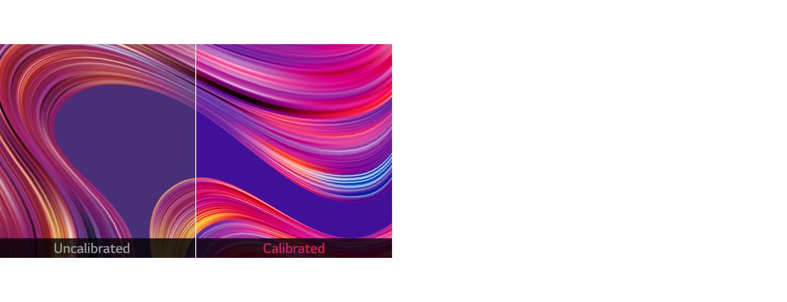 Изображение точного цвета на экране с сохранением исходного предполагаемого цвета на откалиброванном дисплее по сравнению с неоткалиброванным дисплеем