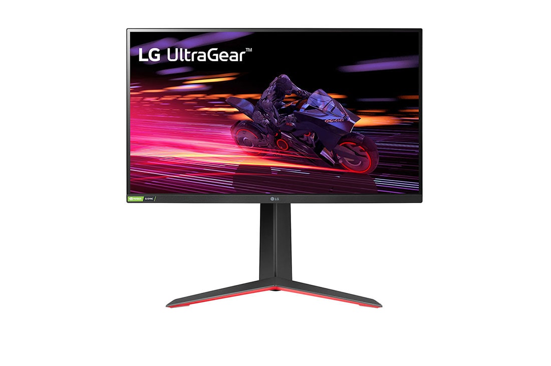 LG 27” UltraGear™ Full HD 240Hz IPS 1ms (GtG) Gaming Monitor with NVIDIA® G-SYNC® Compatible, front view, 27GP750-B