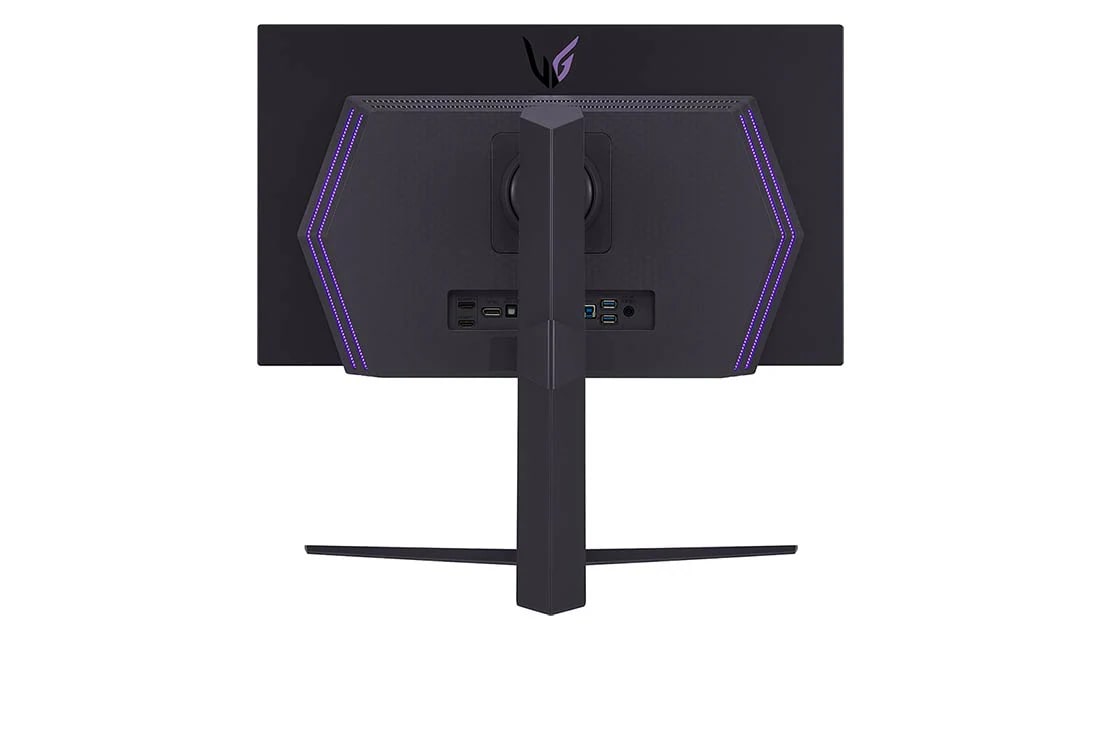 LG 27'' UltraGear™ OLED gaming monitor | DisplayHDR True black 400, 240Hz, 0.03ms (GtG), rear view with lights on, 27GS95QE-B, thumbnail 8