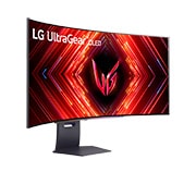 LG 45'' UltraGear™ WQHD (3440 x 1440) 21:9 800R OLED curved gaming monitor, +45 degree rotated front-side view, 45GS95QE-B, thumbnail 4
