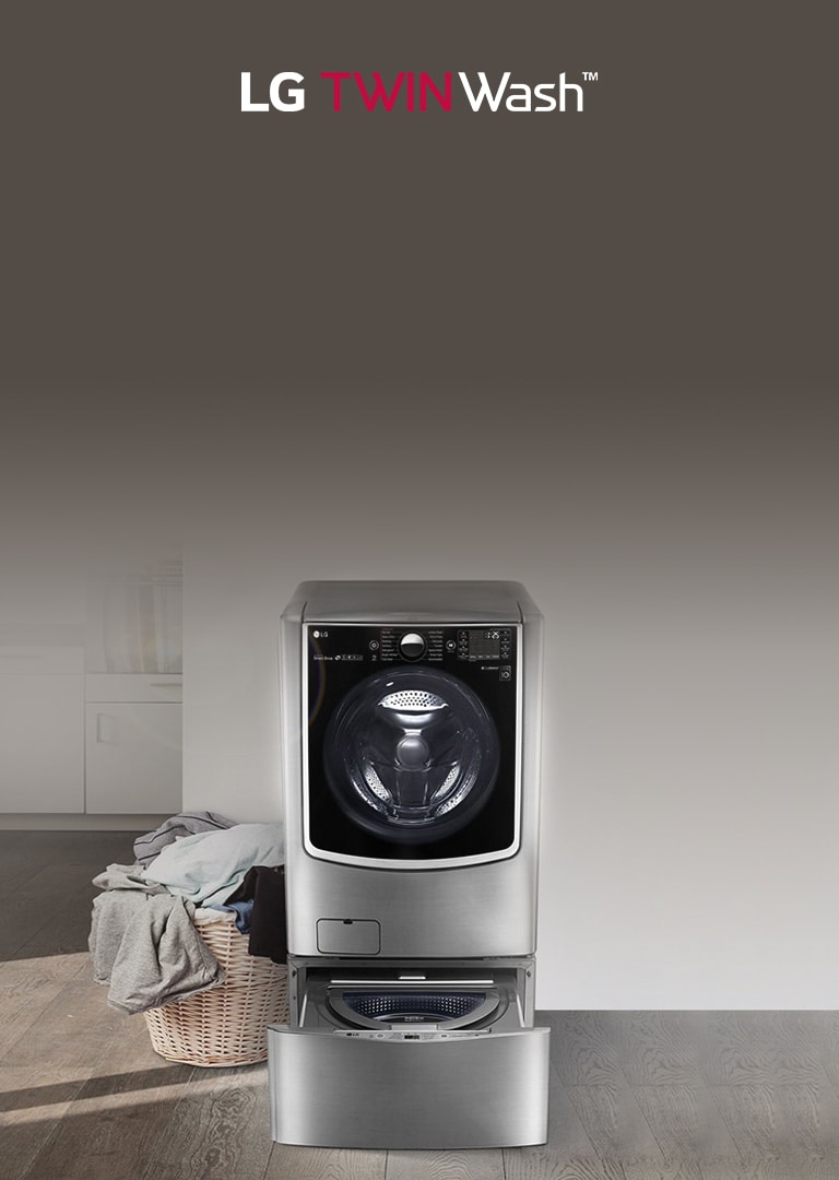 LG Mini Lave-linge Twin Wash Mini FM37E1WH, 3.5 Kg, 700 T/min, 6  programmes, Blanc pas cher 