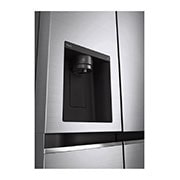 LG Door-in-Door™ ThinQ™ Side by Side 617L Refrigerator, UVnano™, LINEARCooling™, ThinQ™ in Silver color, dispenser left side view, GCL-287GVL, thumbnail 6