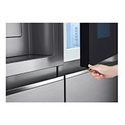 LG InstaView™ ThinQ™ 598L Side by Side Refrigerator, UVnano™, LINEARCooling™, ThinQ™ in Silver color, hidden button view, GCX-287TNSI, thumbnail 5