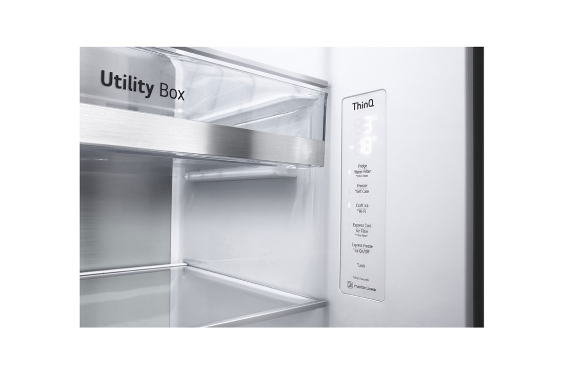 LG InstaView™ ThinQ™ 598L Side by Side Refrigerator, UVnano™, LINEARCooling™, ThinQ™ in Silver color, utility box view, GCX-287TNSI, thumbnail 9