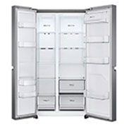 LG Side by Side 643L Refrigerator, Inverter Compressor, Multi AirFlow, Express Cool, Smart Diagnosis™, Dark Graphite color, front open view, GCB-287DVE, thumbnail 6
