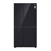 LG Side by Side 647L Refrigerator, Inverter Compressor, Multi AirFlow, Express Cool, Smart Diagnosis™, Black Glass color, front view, GCB-287GNWB, thumbnail 15