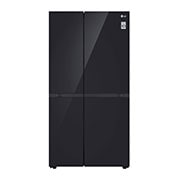 LG Side by Side 647L Refrigerator, Inverter Compressor, Multi AirFlow, Express Cool, Smart Diagnosis™, Black Glass color, front view, GCB-287GNWB, thumbnail 1