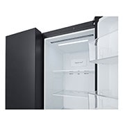 LG Side by Side 647L Refrigerator, Inverter Compressor, Multi AirFlow, Express Cool, Smart Diagnosis™, Black Glass color, Freezer view , GCB-287GNWB, thumbnail 4
