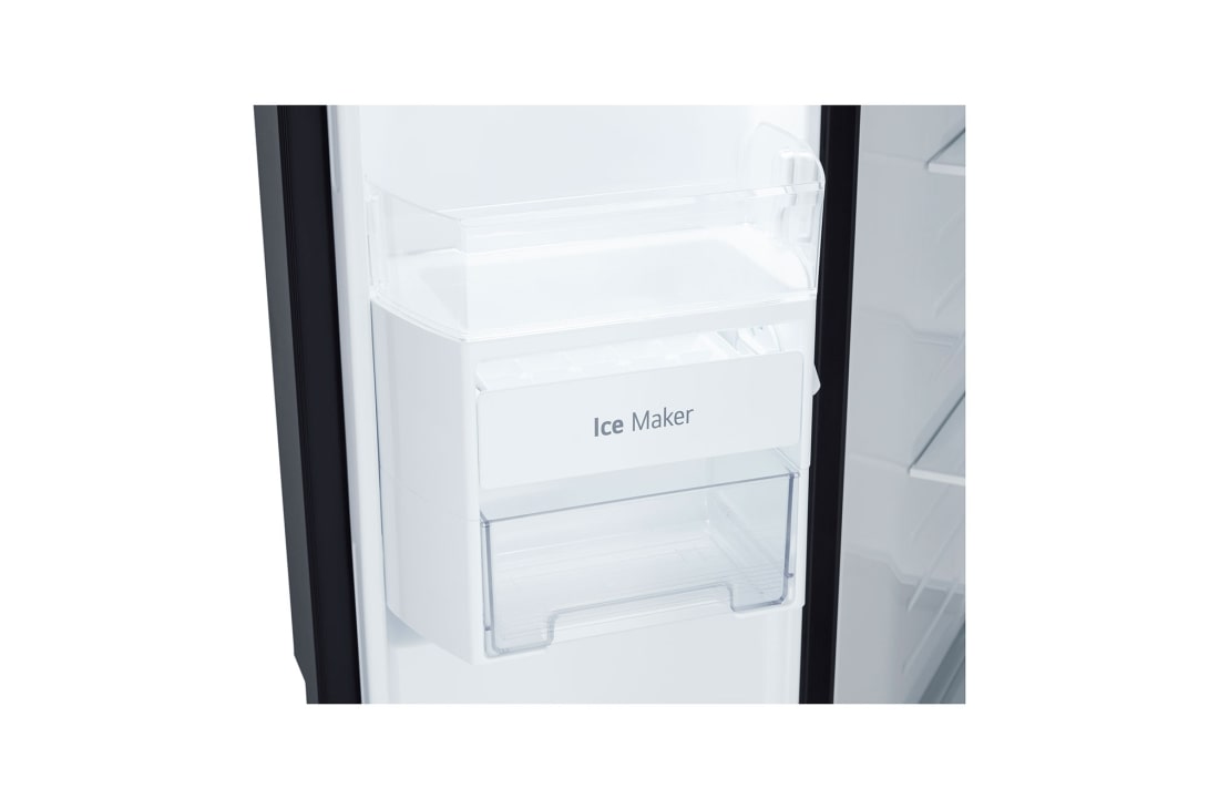 LG Side by Side 647L Refrigerator, Inverter Compressor, Multi AirFlow, Express Cool, Smart Diagnosis™, Black Glass color, dairy corner view, GCB-287GNWB, thumbnail 6