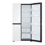 LG Side by Side 647L Refrigerator, Inverter Compressor, Multi AirFlow, Express Cool, Smart Diagnosis™, White Glass color, front left open view, GCB-287GNWC, thumbnail 8