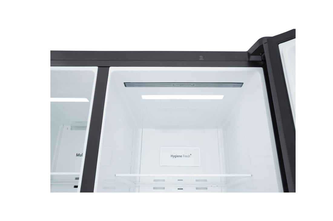 LG Side by Side 647L Refrigerator, Inverter Compressor, Multi AirFlow,White Glass color, LED lamp view, GCB-287GNWC, thumbnail 5