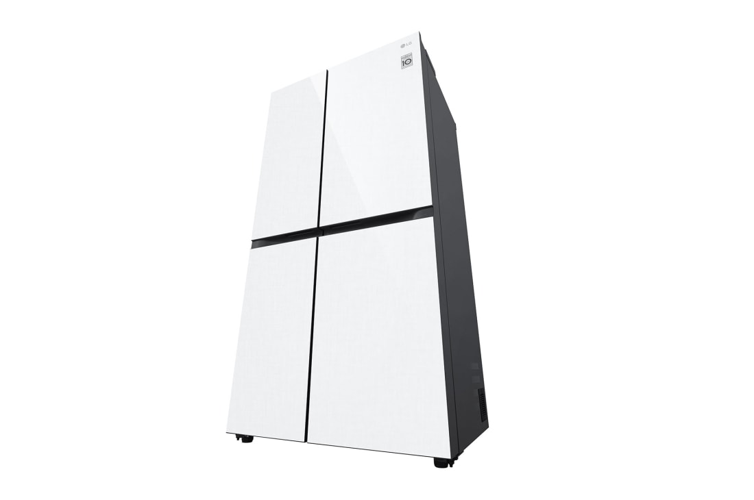 LG Side by Side 647L Refrigerator, Inverter Compressor, Multi AirFlow,White Glass color, Right Bottom Perspective, GCB-287GNWC, thumbnail 11