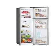 LG Top freezer Refrigerator 423L Gross Capacity, Smart Inverter™ , Silver Color, open view with food stored, GLB-582GVLP, thumbnail 10