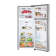 LG Top freezer Refrigerator 423L Gross Capacity, Smart Inverter™ , Silver Color, front open view with food stored, GLB-582GVLP, thumbnail 2