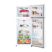 LG Top freezer Refrigerator 423L Gross Capacity, Smart Inverter™ , White Color, front open view with food stored, GLB-582GVWP, thumbnail 2