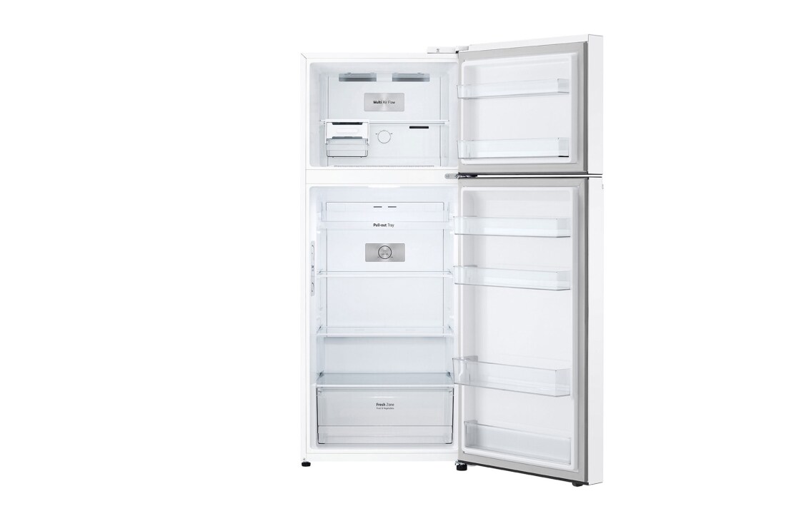 LG Top freezer Refrigerator 423L Gross Capacity, Smart Inverter™ , White Color, front open view, GLB-582GVWP, thumbnail 12