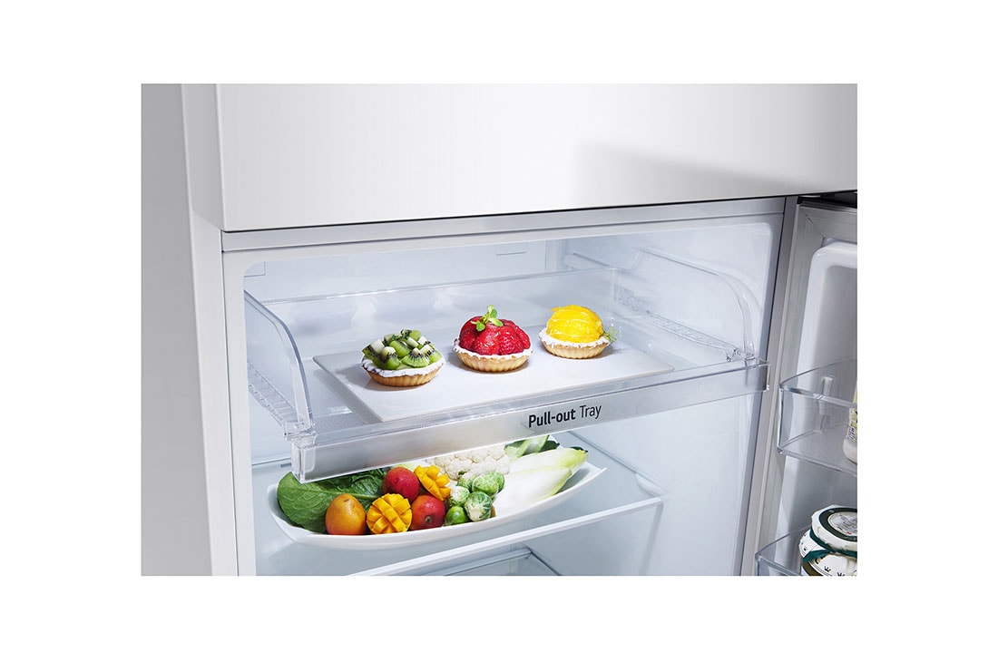 LG Top freezer Refrigerator 423L Gross Capacity, Smart Inverter™ , White Color, bottom fridge opened, GNB-582GVWP, thumbnail 6