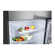 LG Top freezer Refrigerator 360L Gross Capacity, Smart Inverter™, Silver Color, detail view of pull-out tray, GNB-542GVLP, thumbnail 12