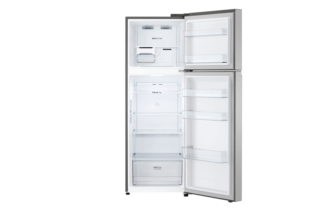LG Top freezer Refrigerator 360L Gross Capacity, Smart Inverter™, Silver Color, front open view, GNB-542GVLP, thumbnail 9