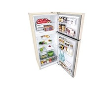 LG Top freezer Refrigerator 423L Gross Capacity, Smart Inverter™ , Beige Color, top perspective open view with food stored, GNB-582GVZP, thumbnail 15