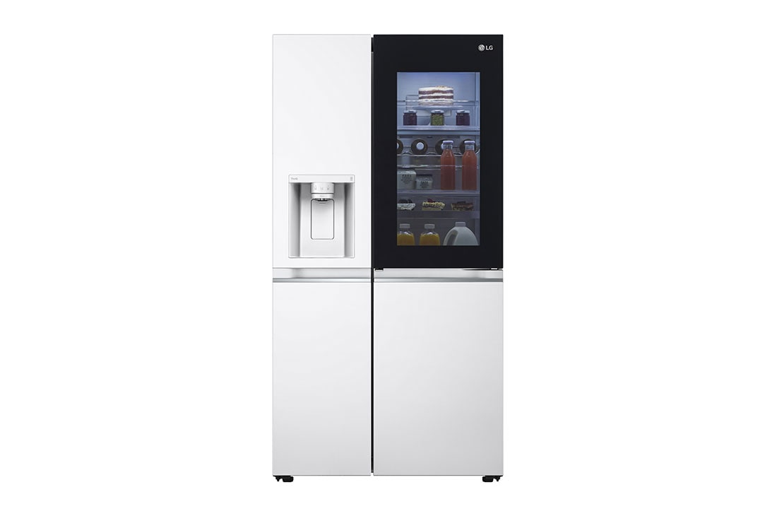 LG InstaView™ ThinQ™ 611L Side by Side Refrigerator, UVnano™, LINEARCooling™, ThinQ™ in White color, GCX-287TNW, GCX-287TNW