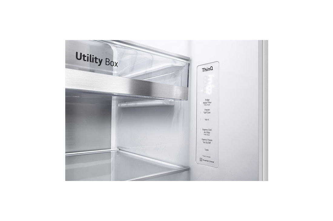 LG InstaView™ ThinQ™ 611L Side by Side Refrigerator, UVnano™, LINEARCooling™, ThinQ™ in White color, GCX-287TNW, GCX-287TVW, thumbnail 9