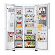LG InstaView™ ThinQ™ 611L Side by Side Refrigerator, UVnano™, LINEARCooling™, ThinQ™ in White color, GCX-287TNW, GCX-287TVW, thumbnail 2