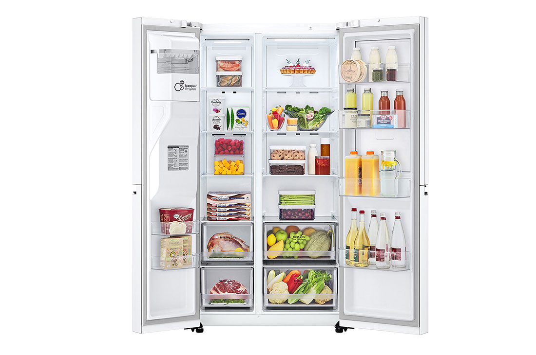 LG Door-in-Door™ ThinQ™ Side by Side 611L Refrigerator, UVnano™, LINEARCooling™, ThinQ™ in White color, LG Door-in-Door™ ThinQ™ Side by Side 611L Refrigerator, UVnano™, LINEARCooling™, ThinQ™ in White color, GCJ-287GNW, thumbnail 2