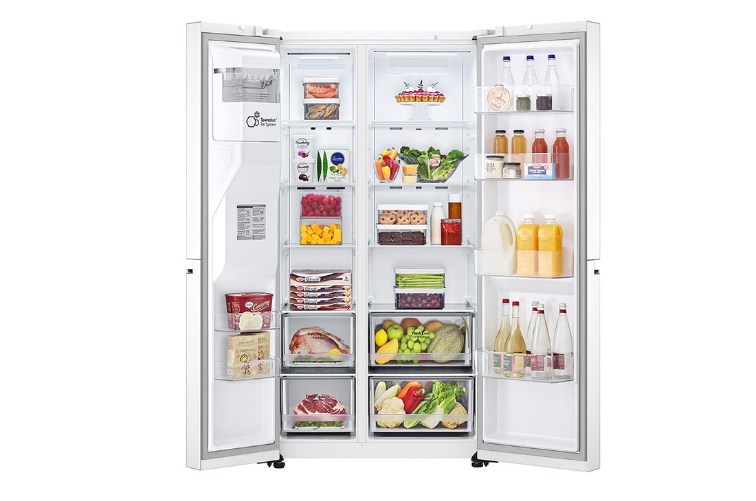 LG Side by Side 617L Refrigerator, ThinQ™, LINEARCooling™, White color, GCL-287GVW, thumbnail 2