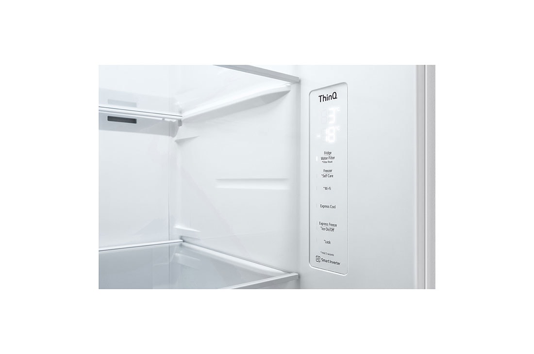 LG Side by Side 617L Refrigerator, ThinQ™, LINEARCooling™, White color, GCL-287GVW, thumbnail 7