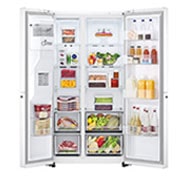 LG Side by Side 617L Refrigerator, ThinQ™, LINEARCooling™, White color, GCL-287GVW, thumbnail 2