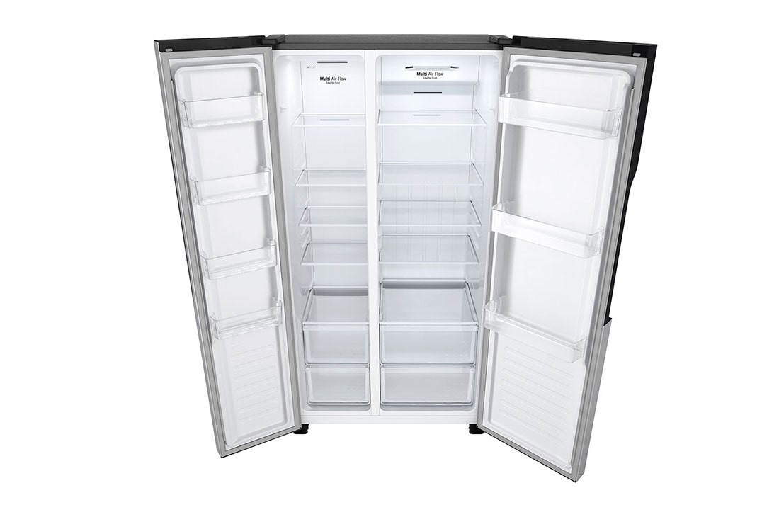 LG Side by Side 508L Refrigerator, Smart Inverter Compressor, Multi AirFlow, Silver, Right Perspective Open_Food, GHB-247DVE, thumbnail 10