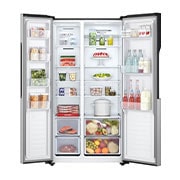 LG Side by Side 508L Refrigerator, Smart Inverter Compressor, Multi AirFlow, Silver, Front Open_Food, GHB-247DVE, thumbnail 2
