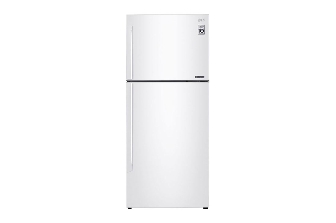 LG Top Freezer Refrigerator, 471L Gross Capacity, White Color, Smart Inverter Compressor with DoorCooling+, front view, GLM-592WI