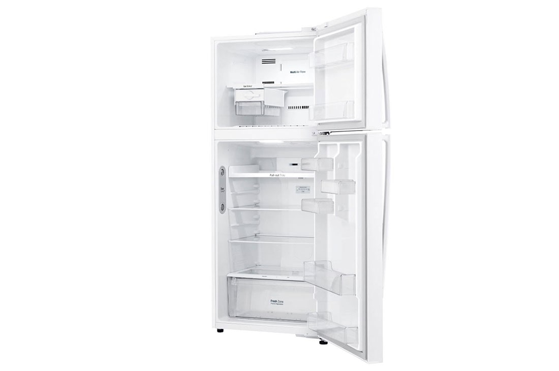 LG Top Mount Refrigerator, Smart Inverter, 438L, White, left side open view empty, GR-C639HWCL, thumbnail 6