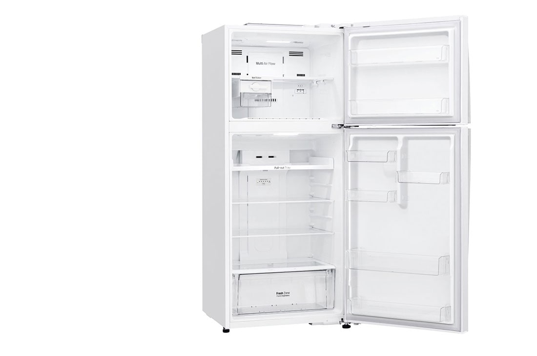 LG Top Mount Refrigerator, Smart Inverter, 438L, White, right side open view empty, GR-C639HWCL, thumbnail 8