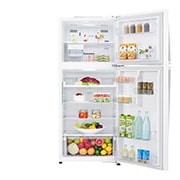 LG Top Mount Refrigerator, Smart Inverter, 438L, White, front open food, GR-C639HWCL, thumbnail 2