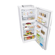 LG Top Mount Refrigerator, Smart Inverter, 438L, White, left top perspective with food, GR-C639HWCL, thumbnail 9