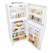LG Top Freezer Refrigerator 630L Gross Capacity, DoorCooling⁺™, Hygiene FRESH⁺™ , White Color., Top perspective view with food, GRM-832DHWI, thumbnail 6