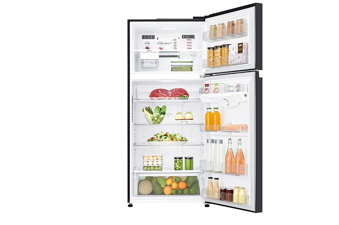 LG Top freezer 547L ,Inverter, Door Cooling⁺, Black Glass, Front all door open with food view, GNB-732HGI, thumbnail 2