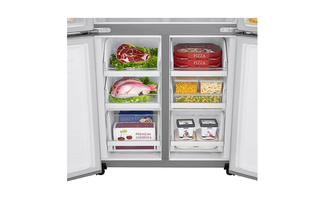 LG Four Doors Refrigerator 594L, Smart Diagnosis., Top Perspective Open Food View, GCB-334DVL, thumbnail 10