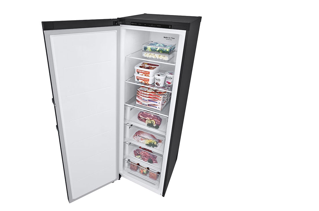 LG One Door freezer 324L, Door Cooling, Linear Cooling,Black, Top Right Open With food, GC-B514EAFM, thumbnail 11