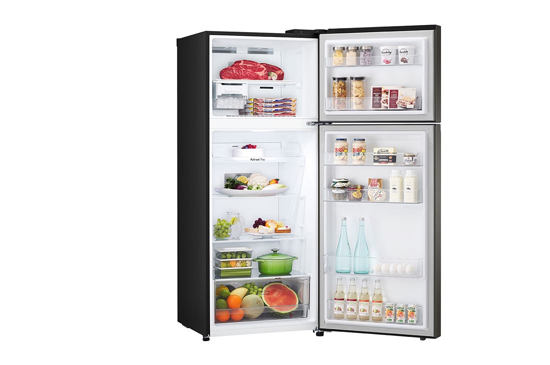 LG Top Freezer 395L, Linear Cooling, Smart Inverter , open view with food stored, GNB-582GVBP, thumbnail 10