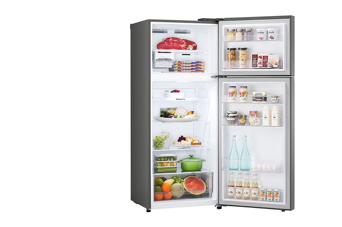 LG Top Freezer 315L, Linear Cooling, Smart Inverter , open view with food stored, GNB-482GVEP, thumbnail 10